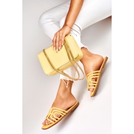 Sandalias planas mujer elegantes amarillas amarillo 4