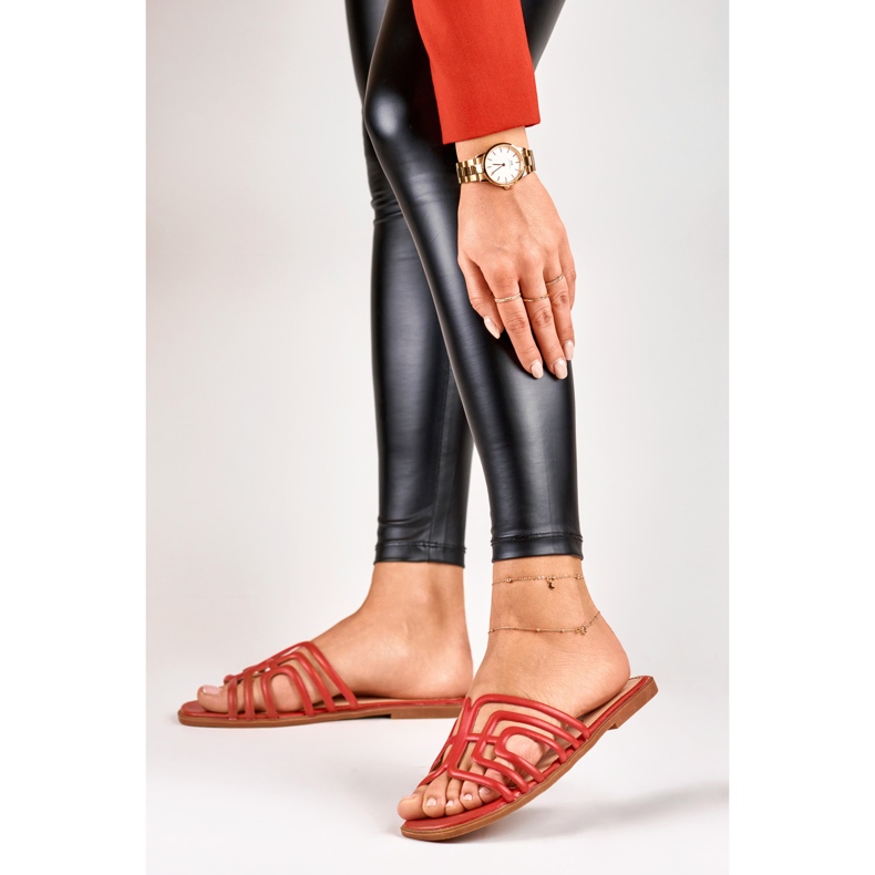 Babuchas planas de mujer elegantes rojas rojo 2