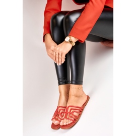 Babuchas planas de mujer elegantes rojas rojo 3