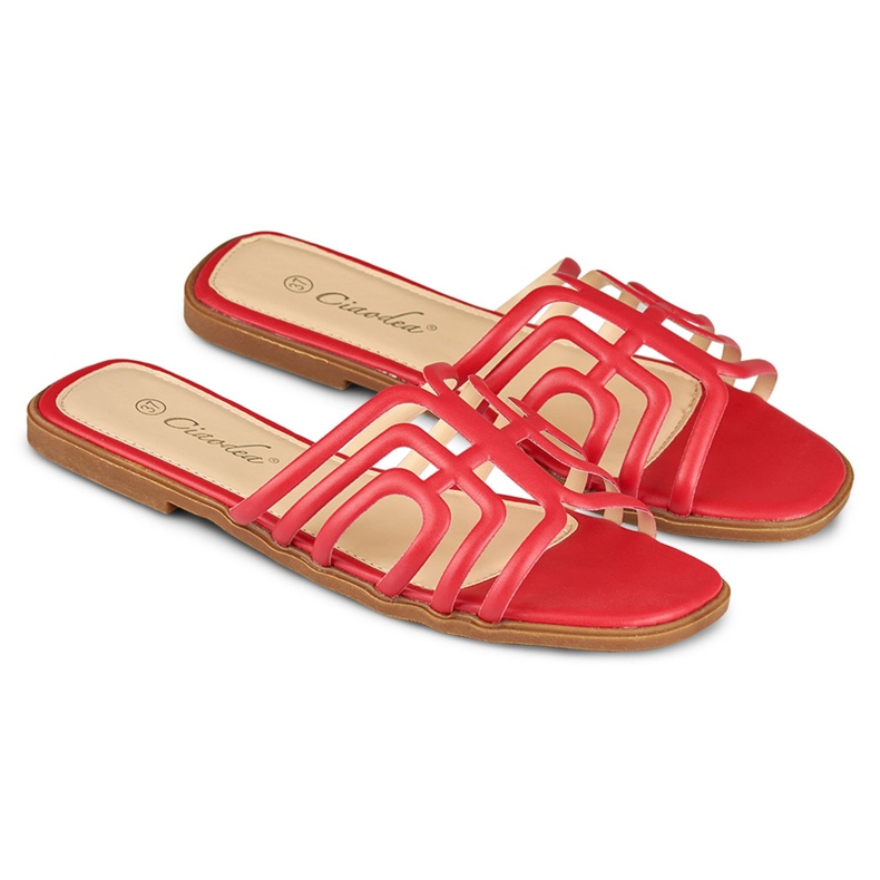 Babuchas planas de mujer elegantes rojas rojo 1