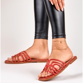 Babuchas planas de mujer elegantes rojas rojo 7