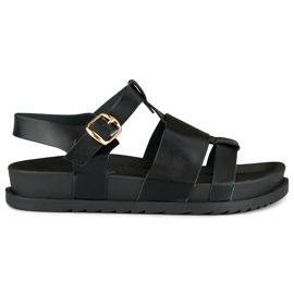 Sandalias planas mujer clásicas negras negro 5