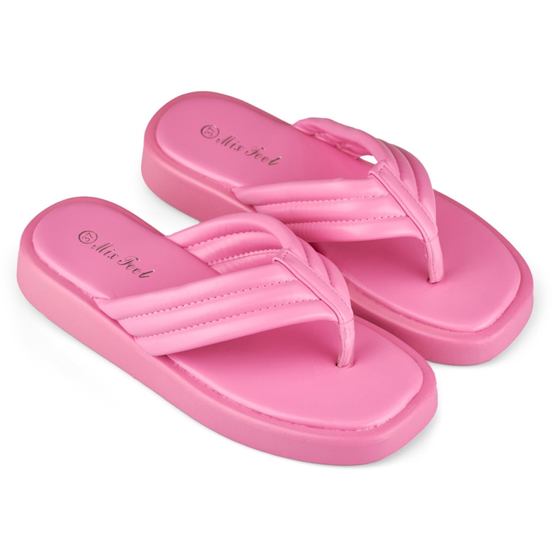 Chanclas de mujer en plataforma fucsia rosado 1