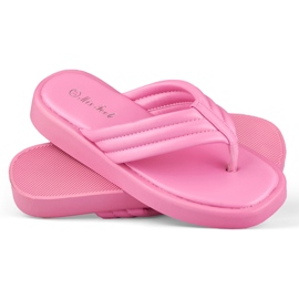 Chanclas de mujer en plataforma fucsia rosado 2
