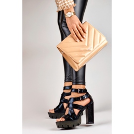 Sandalias negras de mujer con tacón alto negro 4
