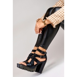 Sandalias negras de mujer con tacón alto negro 2