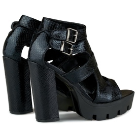 Sandalias negras de mujer con tacón alto negro 5