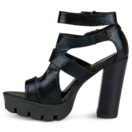Sandalias negras de mujer con tacón alto negro 7
