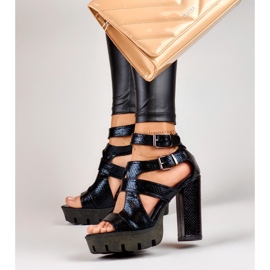 Sandalias negras de mujer con tacón alto negro 8