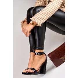 Sandalias tacón lacado negro 1