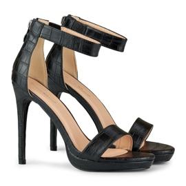 Sandalias negras mujer tacón alto negro 1