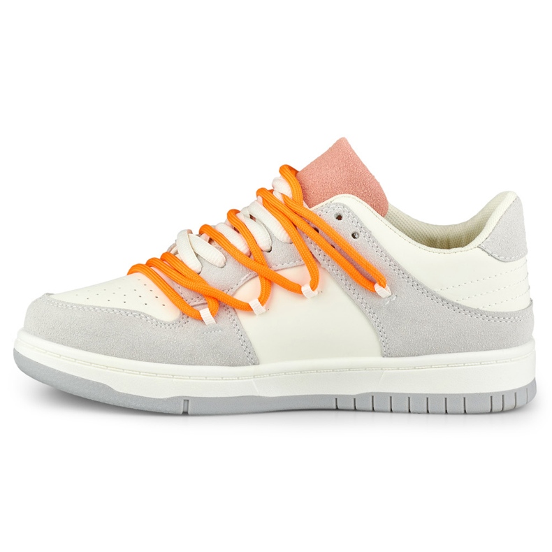 Deportivas de mujer con cordones naranjas blanco 2 Deportivas de mujer con cordones naranjas blanco 2