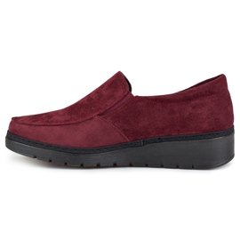 Mocasines mujer cómodos ante burdeos rojo 3