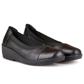 Cómodos zapatos elásticos de mujer fabricados en ecopiel negro 4