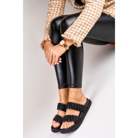 Pantuflas tejidas negras para mujer negro 3