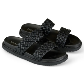 Pantuflas tejidas negras para mujer negro 1 Pantuflas tejidas negras para mujer negro 1