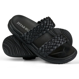 Pantuflas tejidas negras para mujer negro 5