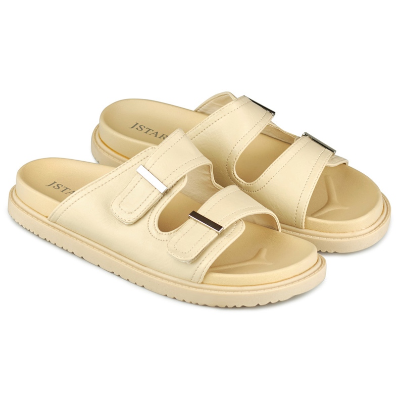 Babuchas mujer beige con velcro 1 Babuchas mujer beige con velcro 1