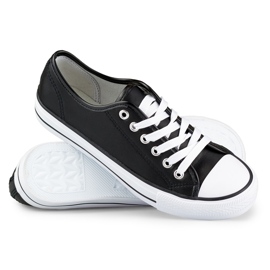Deportivas negras de ecopiel para mujer negro 4