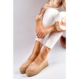 Alpargatas mujer beige con plataforma 3