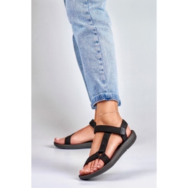Sandalias de mujer negras con velcro negro 4