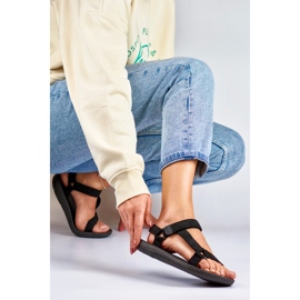 Sandalias de mujer negras con velcro negro 3