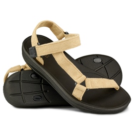 Sandalias mujer beige con velcro 1