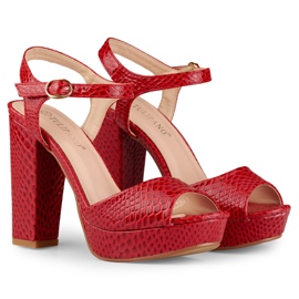 Sandalias rojas de tacón alto rojo 4