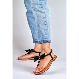 Sandalias de mujer negras con lazo. negro 3