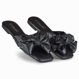 Chanclas negras con lazo de Isanna negro 1
