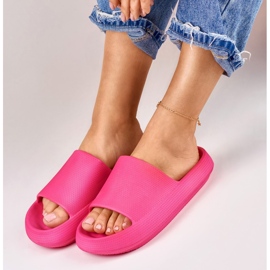 Cómodas zapatillas de estar por casa de mujer fabricadas en foam fucsia rosado 6