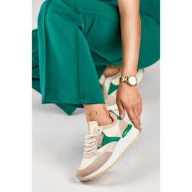 Deportivas mujer cómodas beige y verde 3