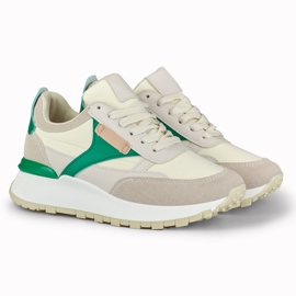 Deportivas mujer cómodas beige y verde 2