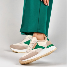 Deportivas mujer cómodas beige y verde 6