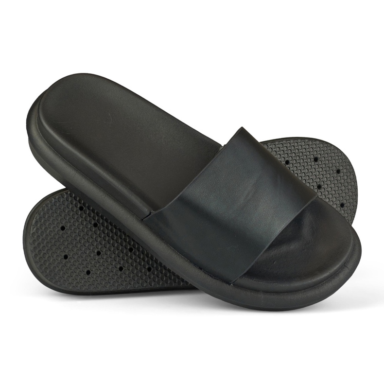 Cómodas zapatillas de estar por casa clásicas negras para mujer negro 1