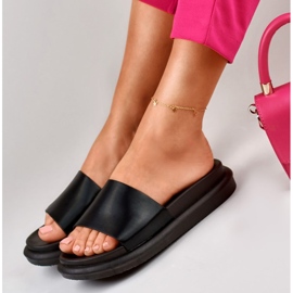 Cómodas zapatillas de estar por casa clásicas negras para mujer negro 5