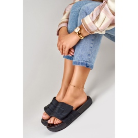 Zapatillas casa mujer negras ajustables con velcro negro 3