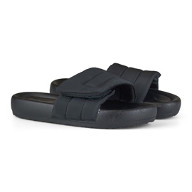 Zapatillas casa mujer negras ajustables con velcro negro 2