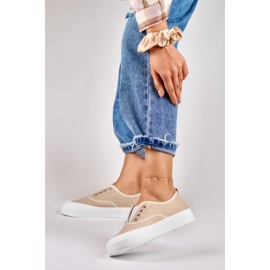 Deportivas de mujer beige con elástico 5