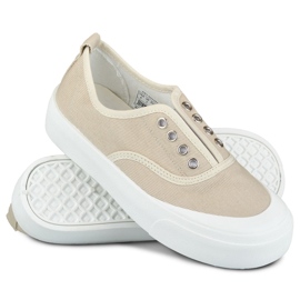 Deportivas de mujer beige con elástico 6
