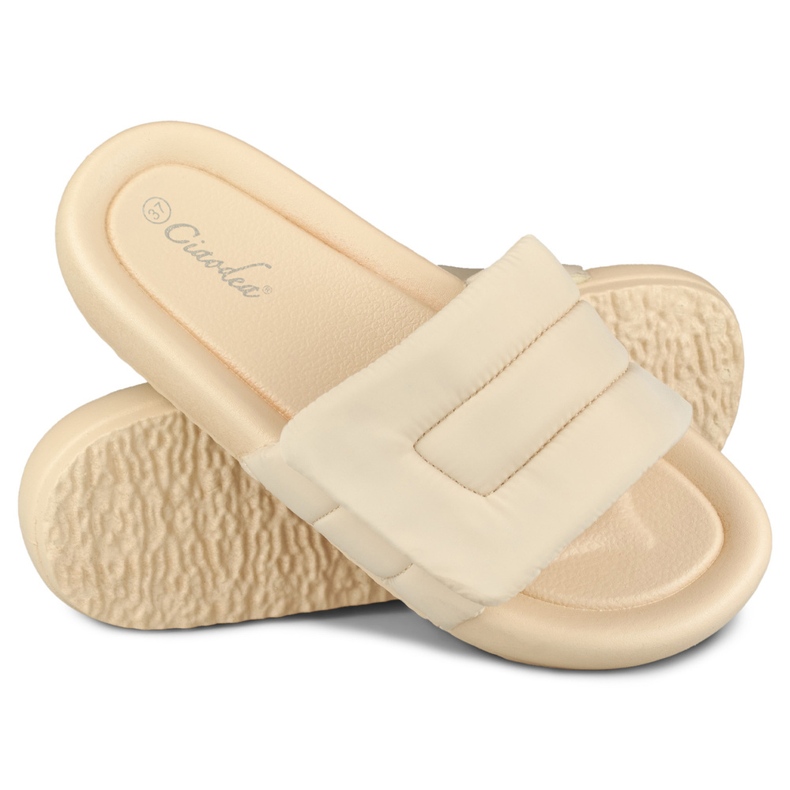 Babucha mujer beige ajustable con velcro 1