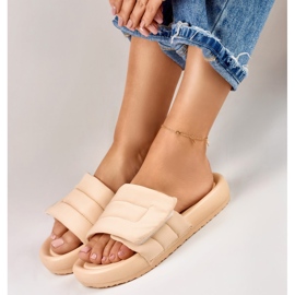 Babucha mujer beige ajustable con velcro 5