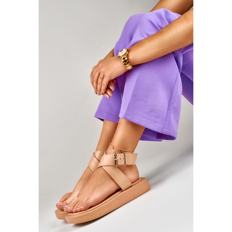 Sandalias tobilleras de mujer beige de Lisa 1