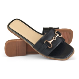 Babuchas de mujer elegantes negras con hebilla. negro 1