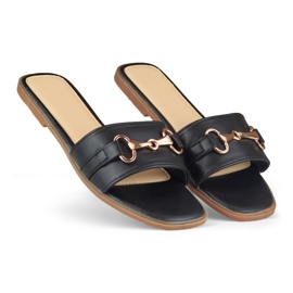 Babuchas de mujer elegantes negras con hebilla. negro 2