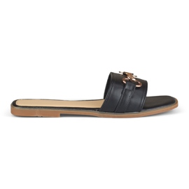 Babuchas de mujer elegantes negras con hebilla. negro 4