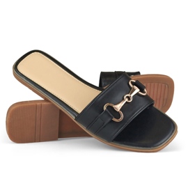 Babuchas de mujer elegantes negras con hebilla. negro 7