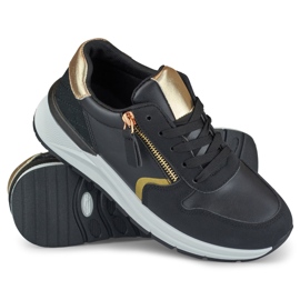 Deportivas de mujer negras con cremallera dorada. negro 1