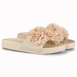 Pantuflas de mujer Violett beige flores 2