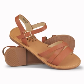 Sandalias planas de mujer violeta en marrón 1